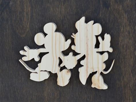 Mickey Mouse And Minnie Mouse Wood Disney Cutout Etsy Wood Craft