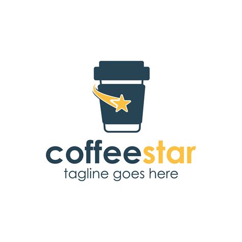 Coffee Star Logo Design Template With Cup Icon And Star Perfect For