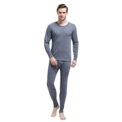 Men Cotton Thermal Underwear Sets Autumn Classic Basic Long Johns Thermo Underwears Comfy Home