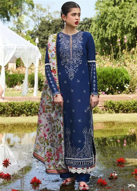 Hussain Rehar Embroidered Lawn Suit Unstitched Piece Hrr S Cyan