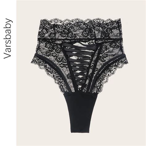 Amazing Sexy Panties Women High Waist Lace Thongs And G Strings Underwear Ladies Hollow Out