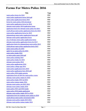 Fillable Online Forms For Metro Police 2016 Forms For Metro Police