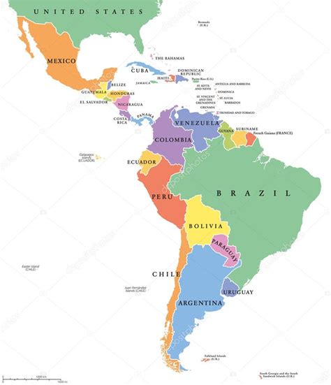 América Latina mapa político de estados individuales Stock Vector by