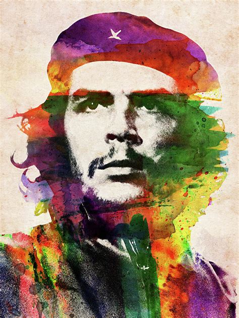 Che Guevara colorful watercolor portrait Digital Art by Mihaela Pater ...