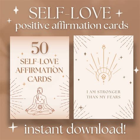 50 Self Love Affirmation Cards Healing Printable Affirmation Card Deck