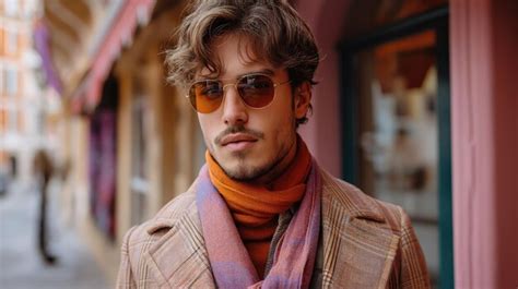 Premium Photo Stylish Man Wearing Sunglasses And Scarf