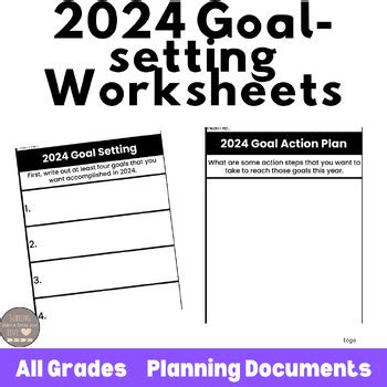 Goal Setting Worksheets By Subbing With A Smile And Love Tpt