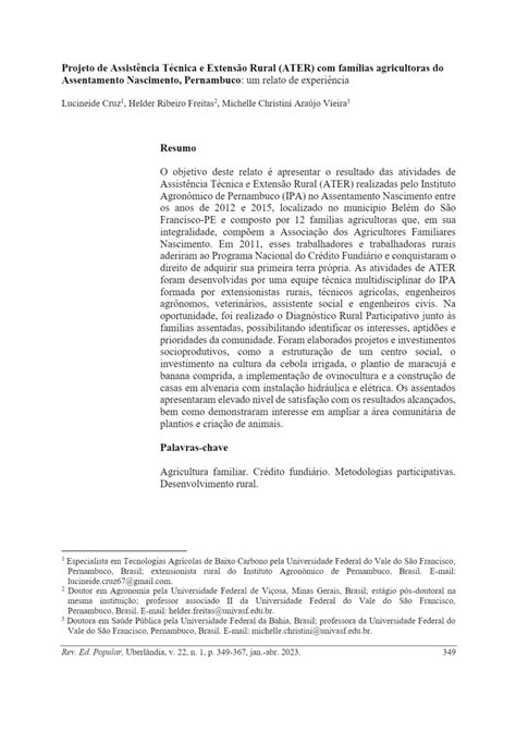 Pdf Projeto De Assist Ncia T Cnica E Extens O Rural Ater