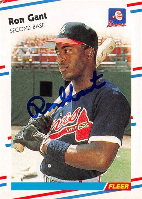 Ron Gant Autographed Baseball Card Atlanta Braves 1988 Fleer 538