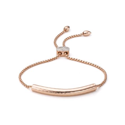 Monica vinader Esencia Diamond Toggle Bracelet in Pink | Lyst