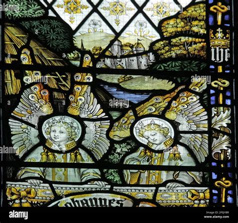 Detail Of A Stained Glass Window By C E Kempe Co Depicting Angels