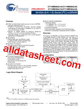 CY14MB064J1A Datasheet PDF Cypress Semiconductor