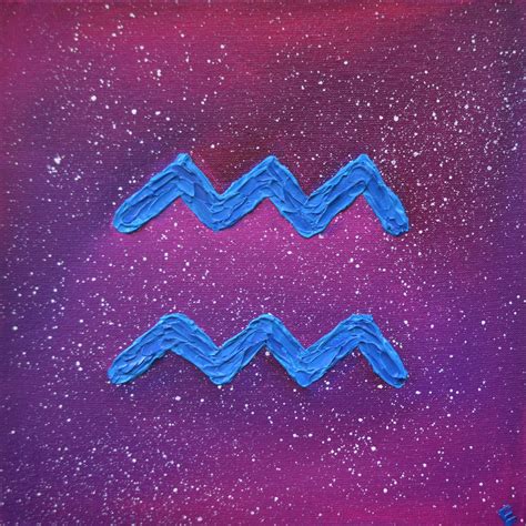 Original Oil Painting Aquarius Zodiac Sign Impasto Small Etsy