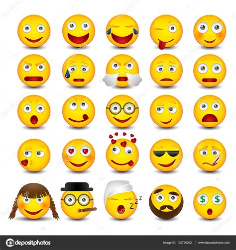 Conjunto De Emoticonos Aislado Sobre Fondo Blanco Vector Gr Fico