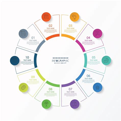 Basic Circle Infographic Template With 10 Steps Process Or Options