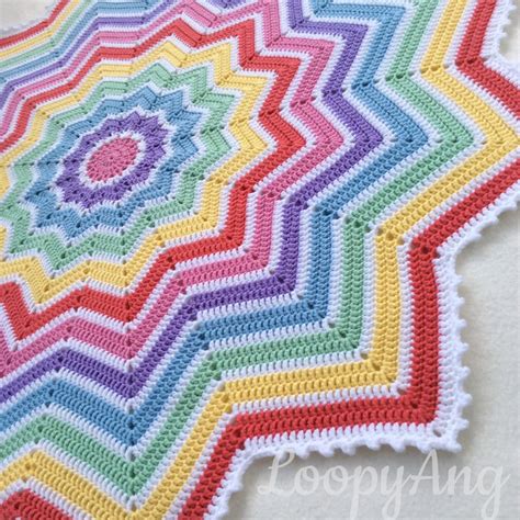 Crochet Rainbow Baby Blanket 12 Pointed Star Afghan