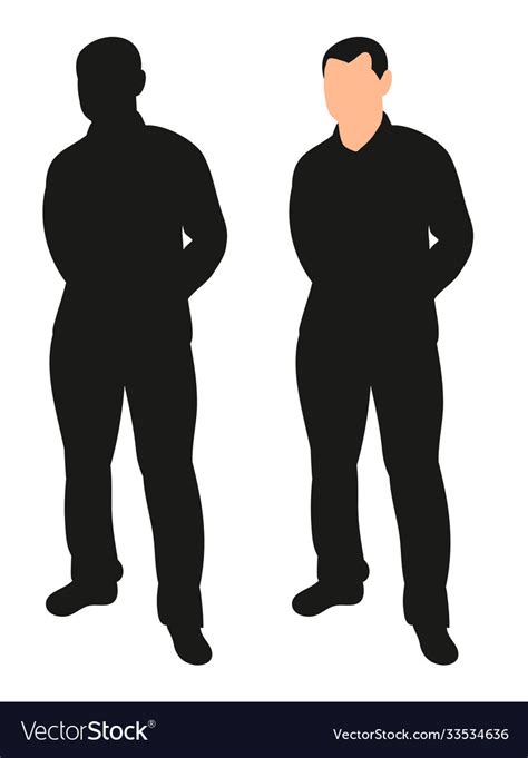 Silhouette A Man Standing Hands Behind His Back Vector Image