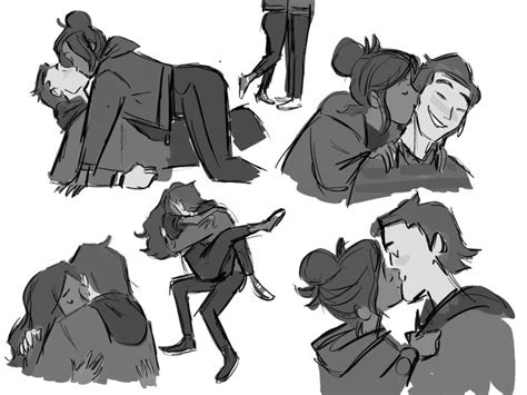 some sketches of people hugging and kissing each other in different ...