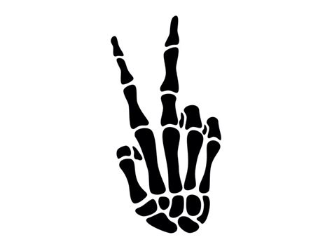 Skeleton Hand Peace Sign SVG Printable Silhouette Clipart Etsy