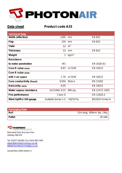 PhotonAir Technical Datasheet NBS Source