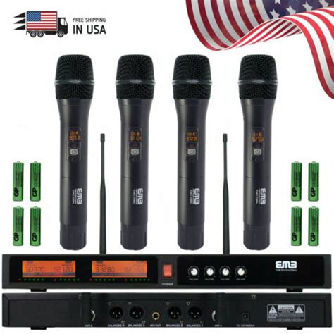 2020 EMB Audio 4 Channel Quad UHF Handheld Wireless Microphone System