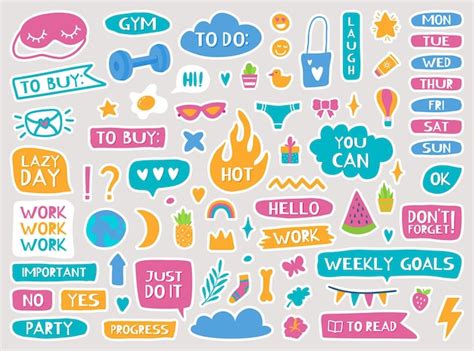 Premium Vector | Collection of diary stickers