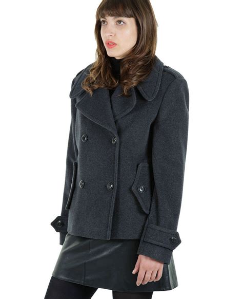 Tailored Harris Tweed Contrast Short Pea Coat Mackenzie Womens