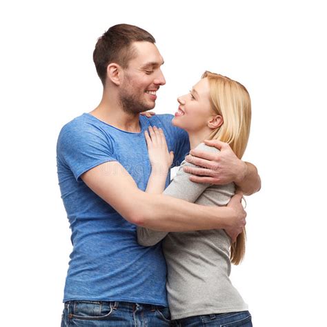 Smiling Couple Hugging And Looking At Each Other Stock Image Image Of