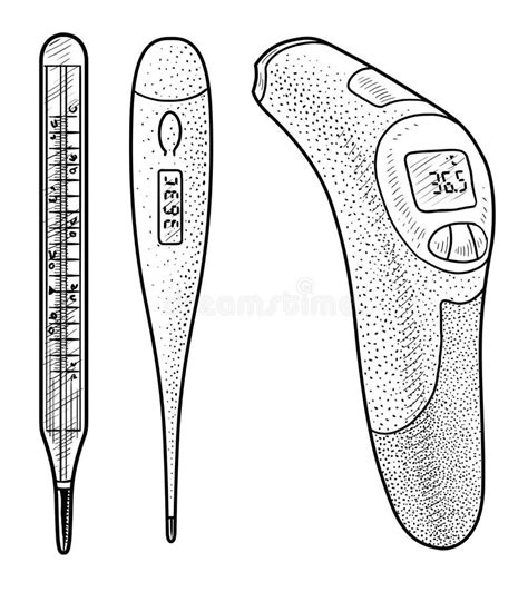 Electronic Thermometer Sketch Vector Medical Device Stock Vector