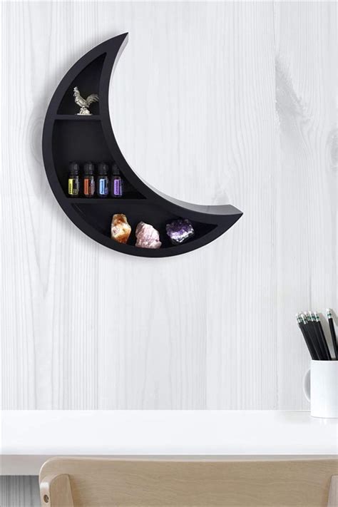 Crescent Moon Shelf Black Unique Moon Shaped Floating Shelves For