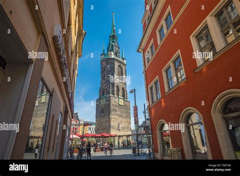 Red Tower In Halle Saale Town Germany Stock Photo Alamy