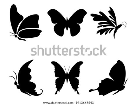 Collection Butterfly Silhouettes Vector Illustrations Icons Stock