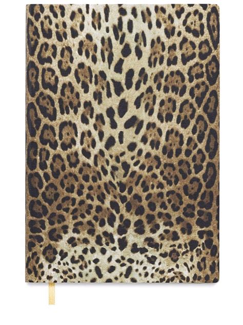 Dolce And Gabbana Medium Leopard Print Leather Blank Notebook Yellow