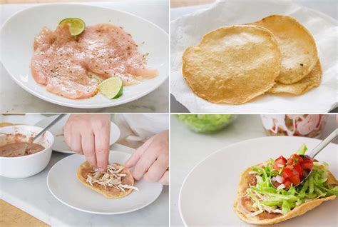 Tostadas de pollo Mexicanas. Sencillas y deliciosas.