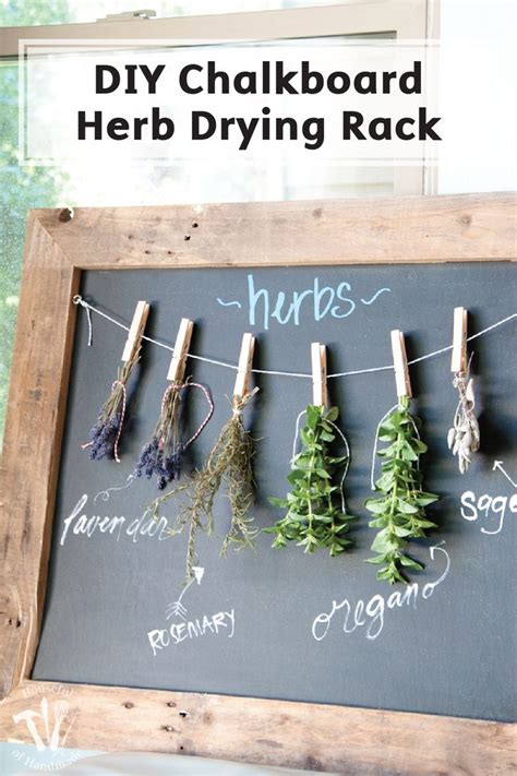 A Chalkboard With Herbs Hanging From It And The Words Diy Chalkboard