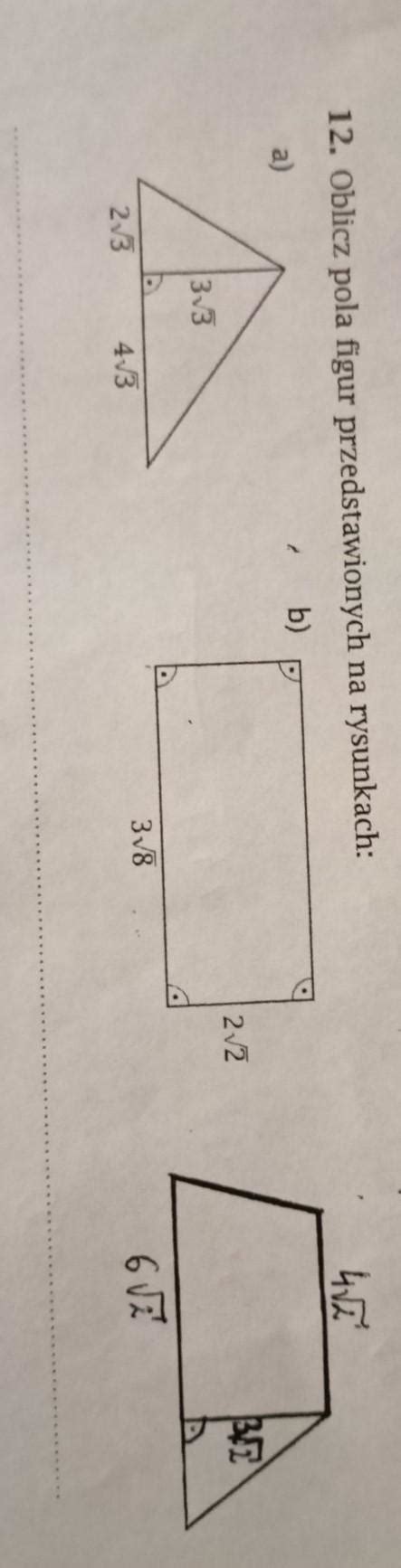 Oblicz Pola Figur Przedstawionych Na Rysunkach Brainly Pl