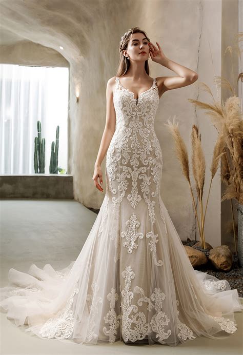 Fit And Flare Lace Wedding Dress Heavenly Wedding Belles