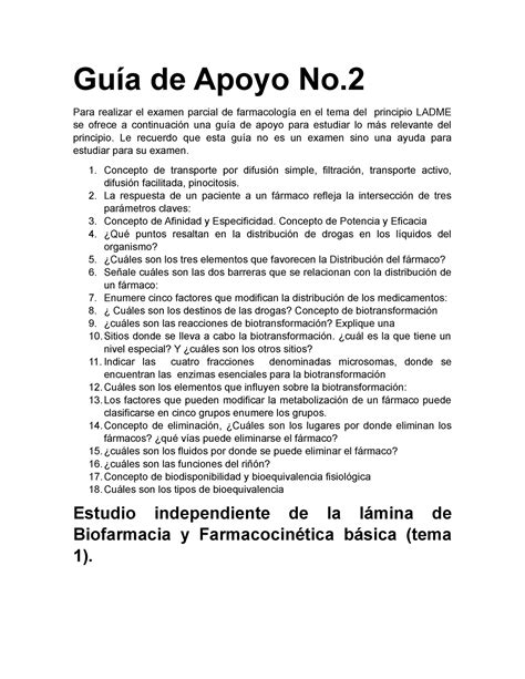 Guía de Apoyo datos Guía de Apoyo No Para realizar el examen