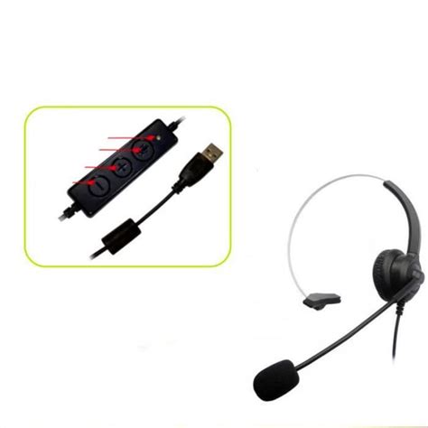 H300 Monaural Usb Headset Annulation De Bruit Microphone Et Réglage Du Volume Casque Pour Appels