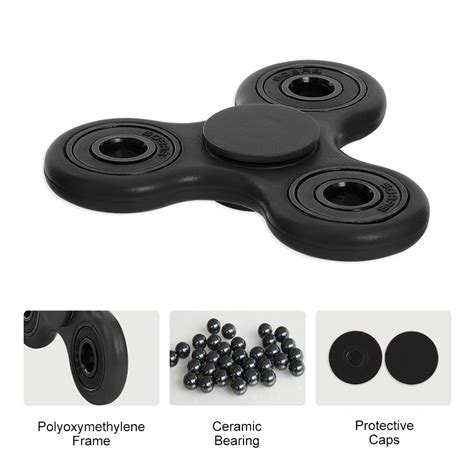 Ceramic Bearing Tri Pom Frame Fidget Spinner Black