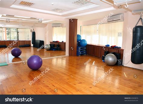 Empty Fitness Gym Mirrors Wooden Floor Stock Photo 63943819 - Shutterstock