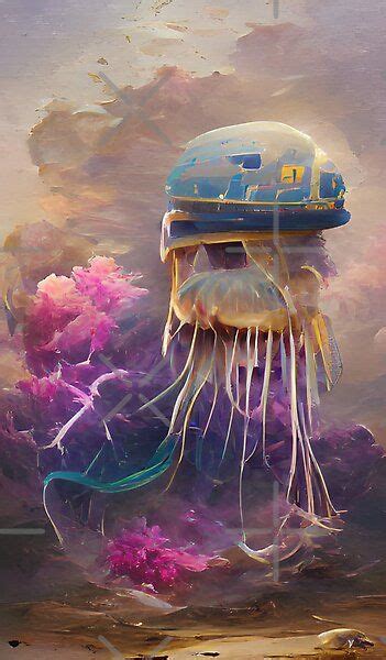 a painting of a jellyfish floating in the ocean