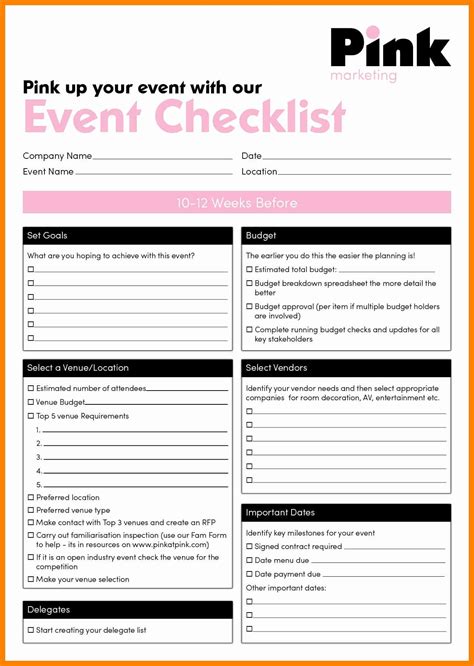 Corporate Event Checklist Template