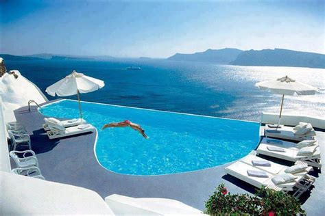 Santorini Greece Amazing Swimming Pools Katikies Hotel Santorini