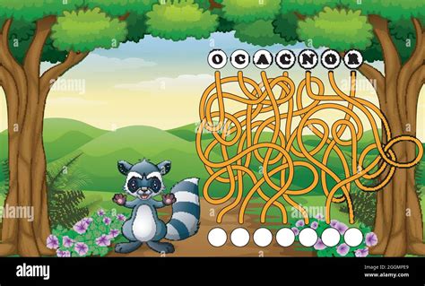 Game Raccoon Maze Find Way To The Word Stock Vector Image And Art Alamy