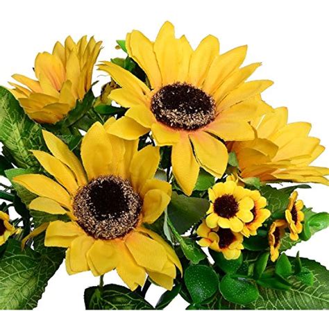 2pcs Artificial Fake Sunflowers Bouquet In Yellow Flower Arrangement For Home | eBay