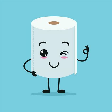 linda contento baño papel personaje gracioso sonriente y parpadeo