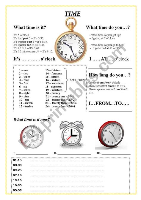 Time Esl Worksheet By Oxange