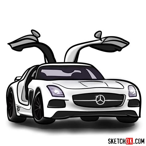 How To Draw Mercedes Benz Sls Amg Black Series Sketchok Easy Drawing Guides