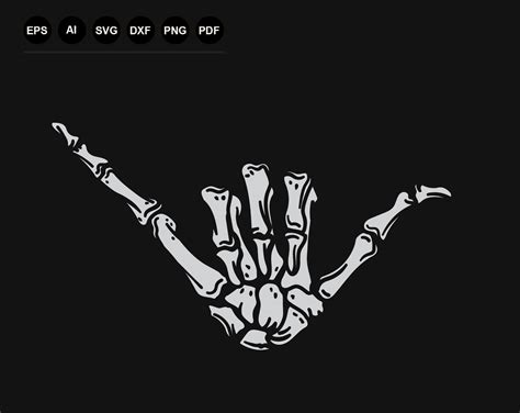 Skeleton Hand Hang Loose Svg Shaka Skeleton Hand Vector Sign